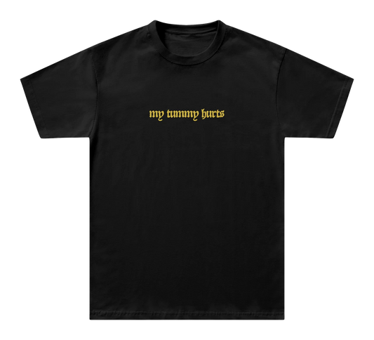 My Tummy Hurts Tee in Black, front
